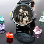 Couple Skull Watch Set With Case - Personalized Couple Hand Watch