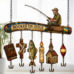 Hooked On God - Personalized Fishing Window Hanging Suncatcher With Custom Charms