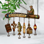 Hooked On God - Personalized Fishing Window Hanging Suncatcher With Custom Charms