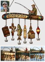 Hooked On God - Personalized Fishing Window Hanging Suncatcher With Custom Charms
