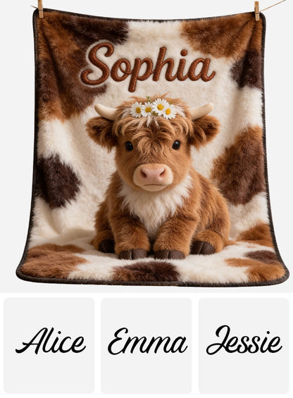 Rustic Comfort - Personalized Highland Cow Blanket