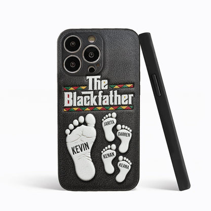 The Blackfather - Personalized Father 3D Embossed Leather Phone Case
