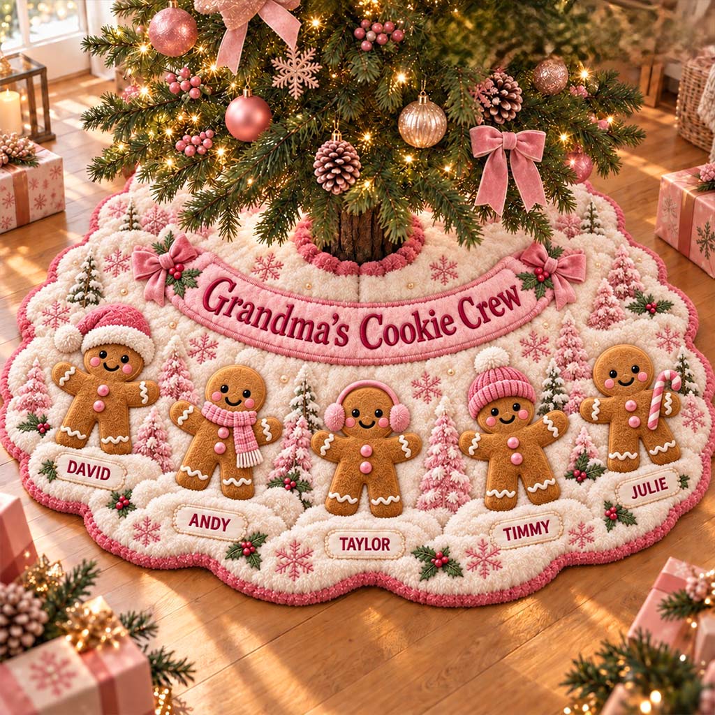 Family Christmas Train - Personalized Grandma Shaped Tree Skirt