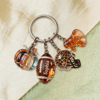 Love Football - Personalized Football Premium Keychain With Charms