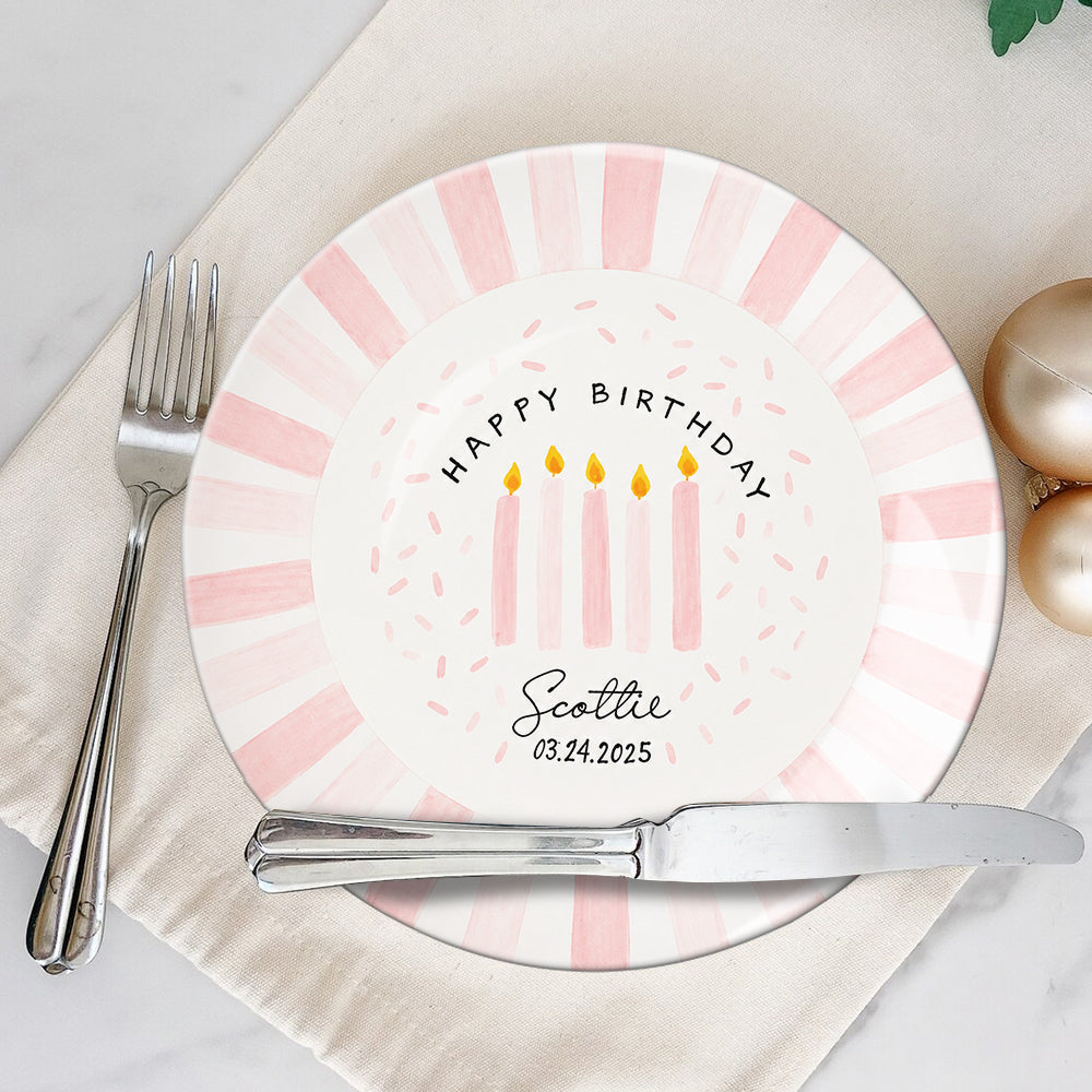 Happy Birthday - Personalized Birthday Ceramic Round Plate