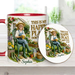 Garden Is My Happy Place - Personalized Gardening Accent Mug & Coaster