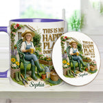 Garden Is My Happy Place - Personalized Gardening Accent Mug & Coaster
