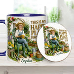 Garden Is My Happy Place - Personalized Gardening Accent Mug & Coaster