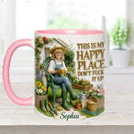 Garden Is My Happy Place - Personalized Gardening Accent Mug & Coaster