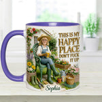 Garden Is My Happy Place - Personalized Gardening Accent Mug & Coaster