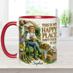 Garden Is My Happy Place - Personalized Gardening Accent Mug & Coaster