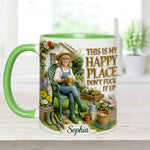 Garden Is My Happy Place - Personalized Gardening Accent Mug & Coaster