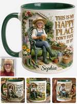 Garden Is My Happy Place - Personalized Gardening Accent Mug & Coaster