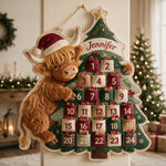 Just Waiting For Christmas - Personalized Highland Cow Fabric Advent Calendar