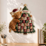 Just Waiting For Christmas - Personalized Highland Cow Fabric Advent Calendar