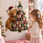 Just Waiting For Christmas - Personalized Highland Cow Fabric Advent Calendar