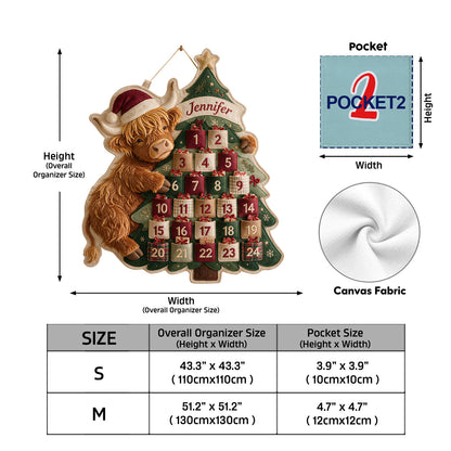 Just Waiting For Christmas - Personalized Highland Cow Fabric Advent Calendar