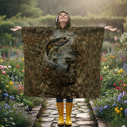 Love Fishing - Personalized Fishing Rain Poncho Coat
