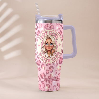 Hot Girl Water's Club, Gift for Women - Personalized Self love Tumbler With Plush Charm