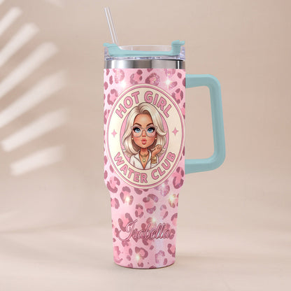 Hot Girl Water's Club, Gift for Women - Personalized Self love Tumbler With Plush Charm