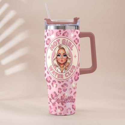 Hot Girl Water's Club, Gift for Women - Personalized Self love Tumbler With Plush Charm
