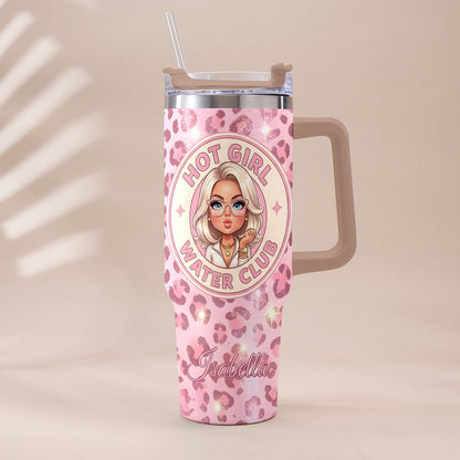 Hot Girl Water's Club, Gift for Women - Personalized Self love Tumbler With Plush Charm