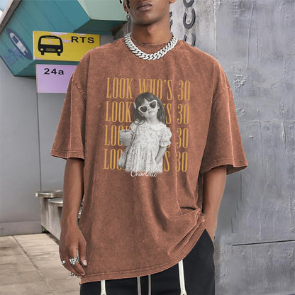 Birthday Gift - Personalized Birthday Washed T-Shirt