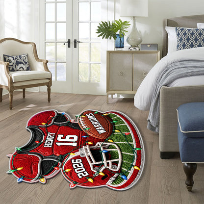 Christmas Football - Personalized Football Non-Slip Tufted Rug