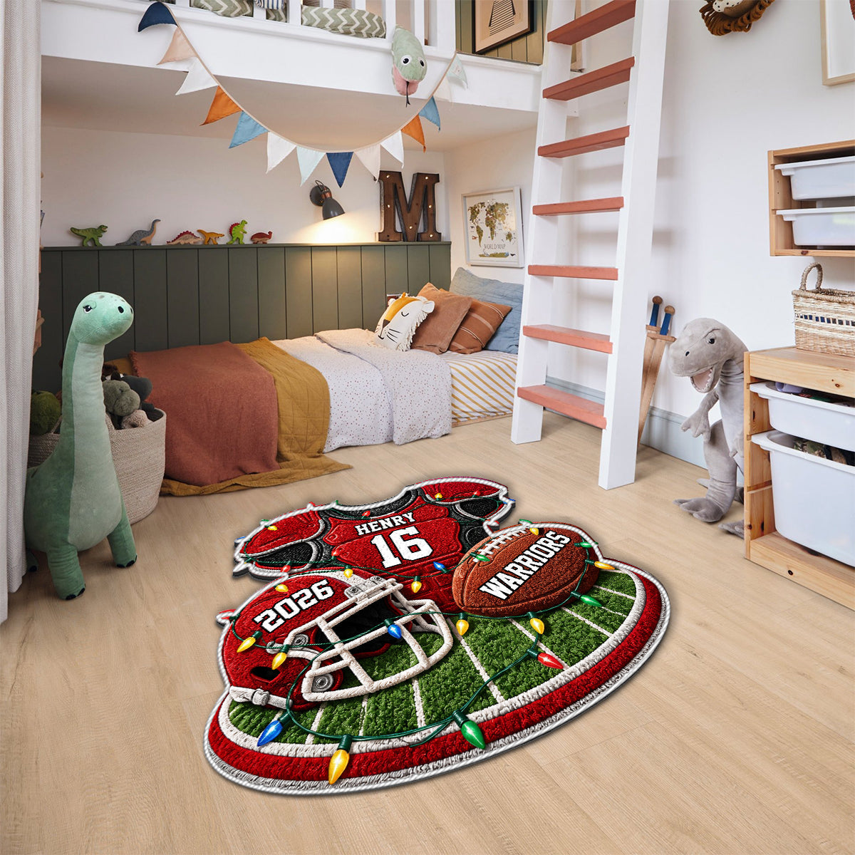 Christmas Football - Personalized Football Non-Slip Tufted Rug