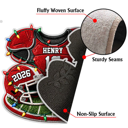 Christmas Football - Personalized Football Non-Slip Tufted Rug