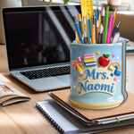 Kawaii School Teacher Gift Personalized - Personalized Teacher Wooden Desk Organizer