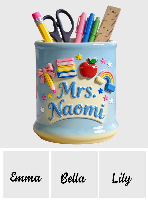 Kawaii School Teacher Gift Personalized - Personalized Teacher Wooden Desk Organizer