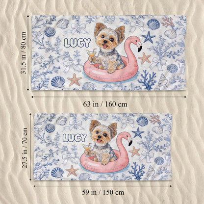 Custom Any Photo Funny Summer Pets - Personalized Dog Quick-dry Beach Towel/ Bath Towel