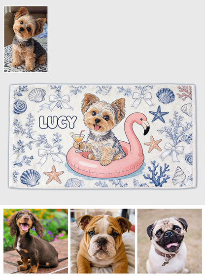 Custom Any Photo Funny Summer Pets - Personalized Dog Quick-dry Beach Towel/ Bath Towel