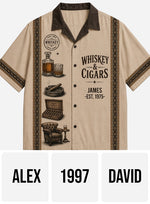 Whiskey & Cigar - Personalized Whisky Hawaiian Shirt