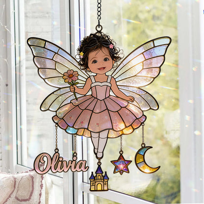 Fairy Custom From Photo - Personalized Kid Window Hanging Suncatcher With Charms