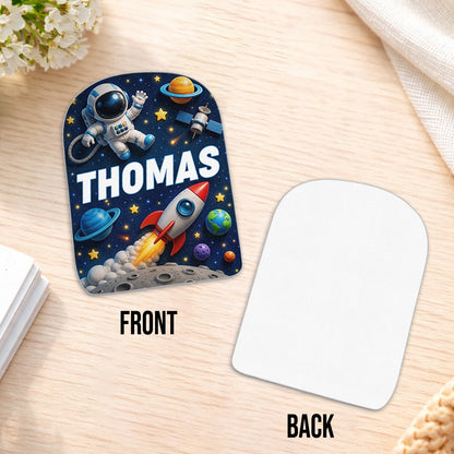Back To School Gift, Astronaut Theme - Personalized Kid Changeable Leather Patch Backpack