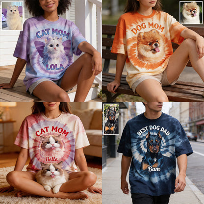 Tie Dye Style Shirt For Pet Owner - Personalized Dog All Over Shirt