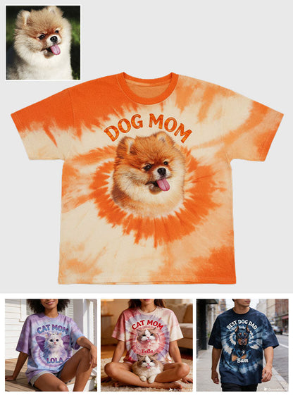 Tie Dye Style Shirt For Pet Owner - Personalized Dog All Over Shirt