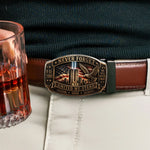 Never Forget - Personalized Patriot Leather Belt With Shaped Buckle