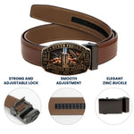 Never Forget - Personalized Patriot Leather Belt With Shaped Buckle