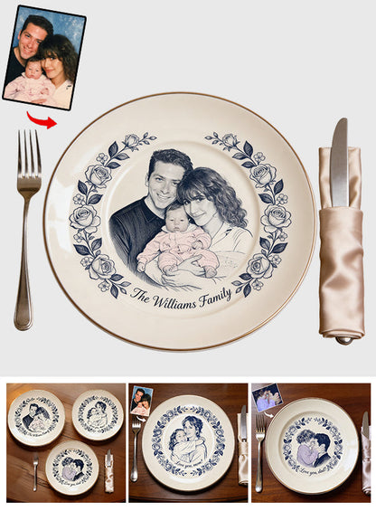 Custom Any Photo - Love My Family - Personalized Family Ceramic Round Plate