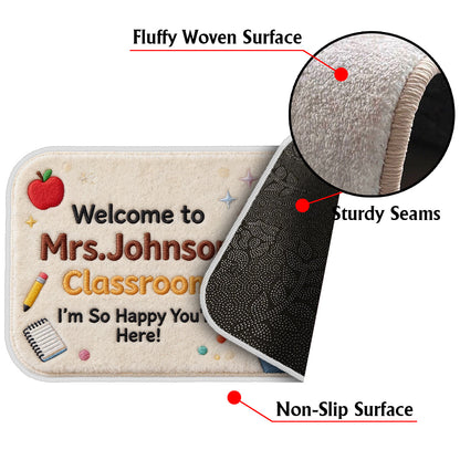So Happy You're Here - Personalized Teacher Non-Slip Tufted Rug