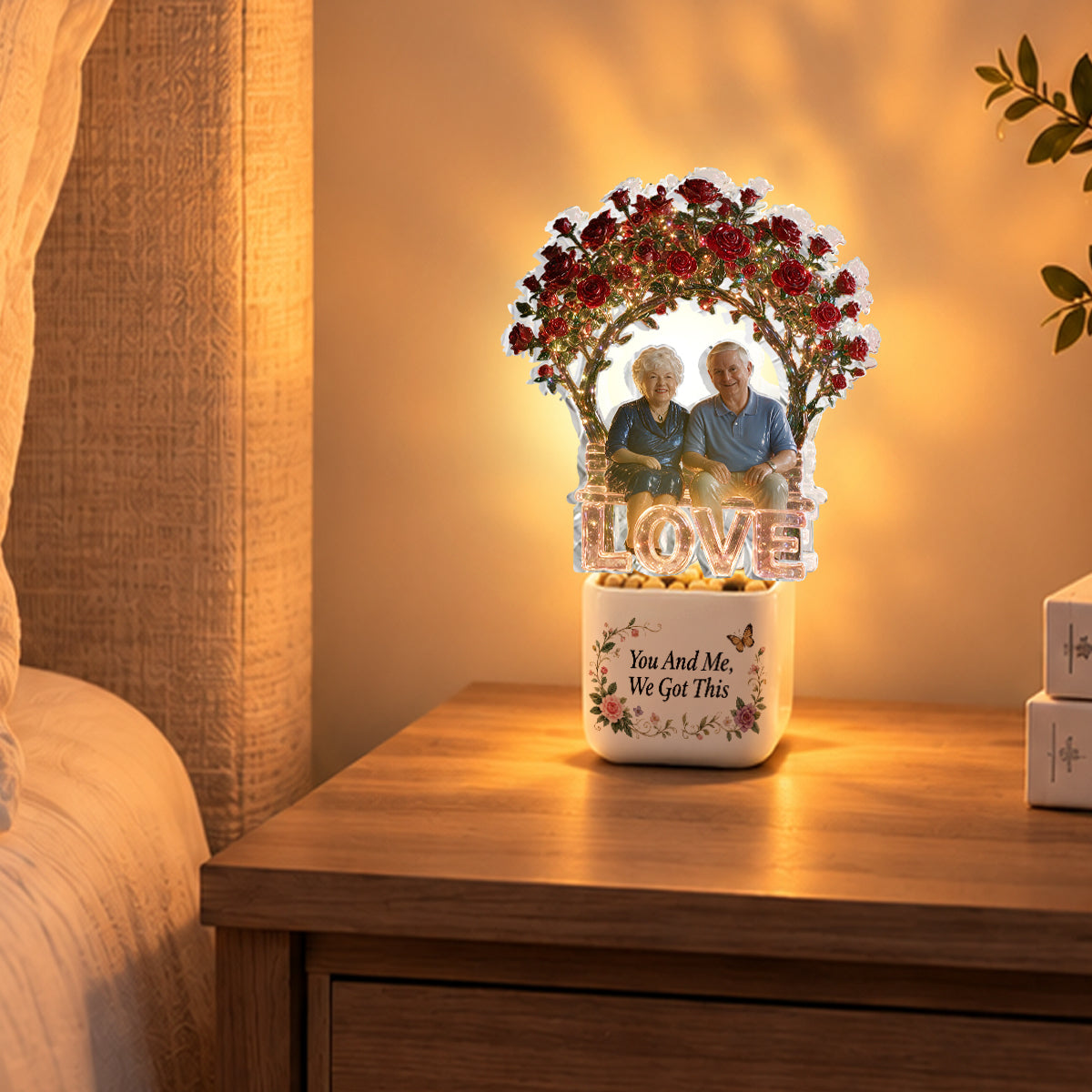 You & Me, We Got This - Personalized Couple LED Light Ceramic Pot