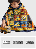Construction Machines - Personalized Kid Hooded Towel Poncho