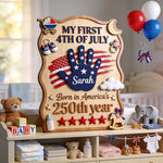 Born In America's 250th Year - Personalized Baby Shower 2 Layered Wood Sign / Wood Plaque