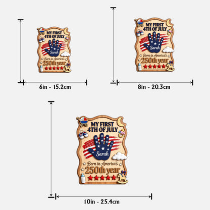 Born In America's 250th Year - Personalized Baby Shower 2 Layered Wood Sign / Wood Plaque