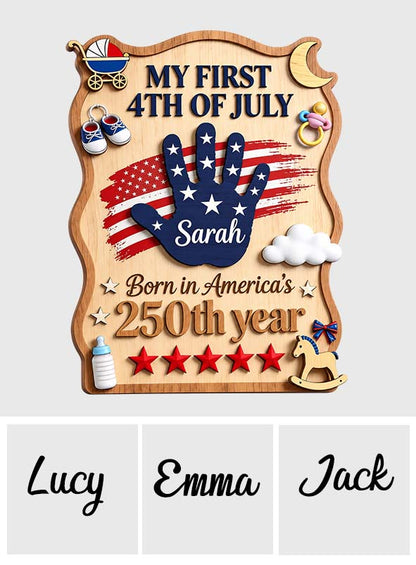 Born In America's 250th Year - Personalized Baby Shower 2 Layered Wood Sign / Wood Plaque