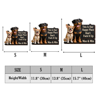 Happy Place - Personalized Dog Wood Sign With Stake