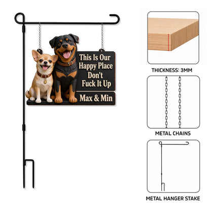 Happy Place - Personalized Dog Wood Sign With Stake